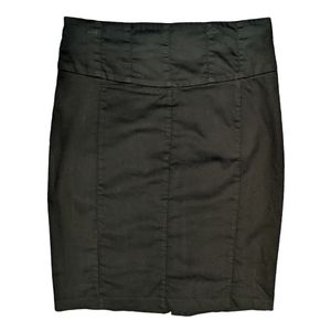 Black Cotton Blend Sateen Stretchy Pencil Skirt Size 6